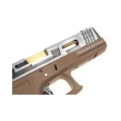 WE - Pistolet GBB G-Force 17 SV Or Barrel Métal Version - Tan et Argent
