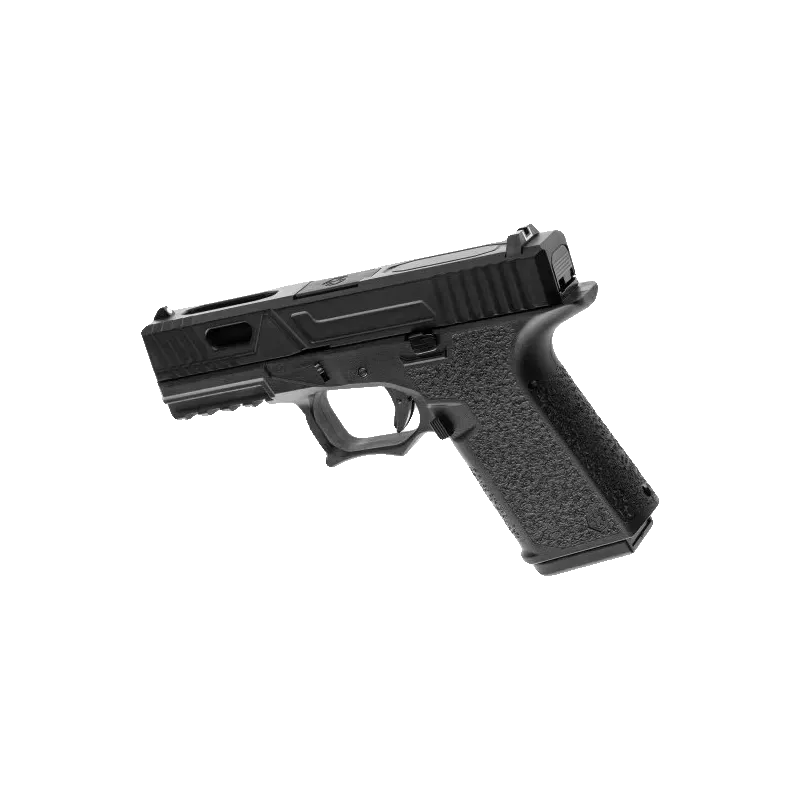 Pistolet GBB AW Custom VX9300 noir, vue 3/4 arrière côté gauche