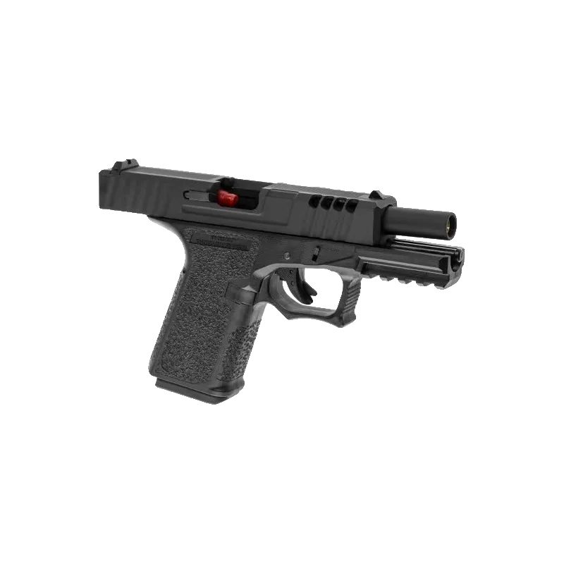 Pistolet GBB AW Custom VX9100 noir, culasse en arrière, canon visible