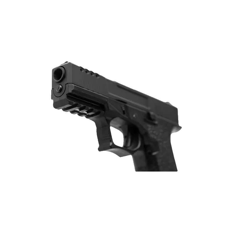 Pistolet GBB AW Custom VX9100 noir, gros plan de l'avant et du rail