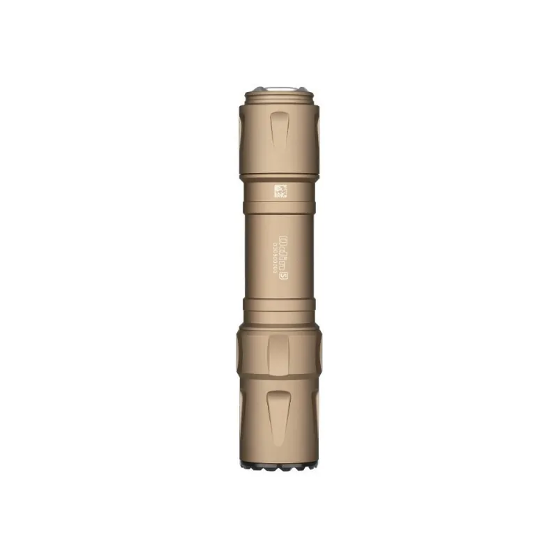 Olight Odin S tan sans fixation, vue de dessous avec marquage