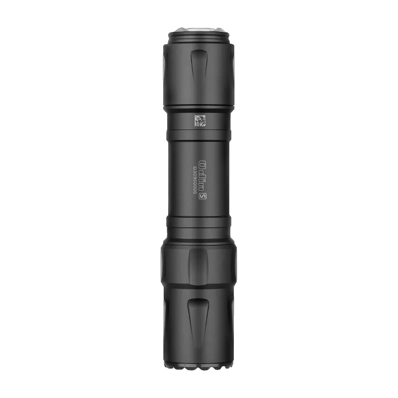 Olight Odin S noire vue de dessous, marquage Odin S