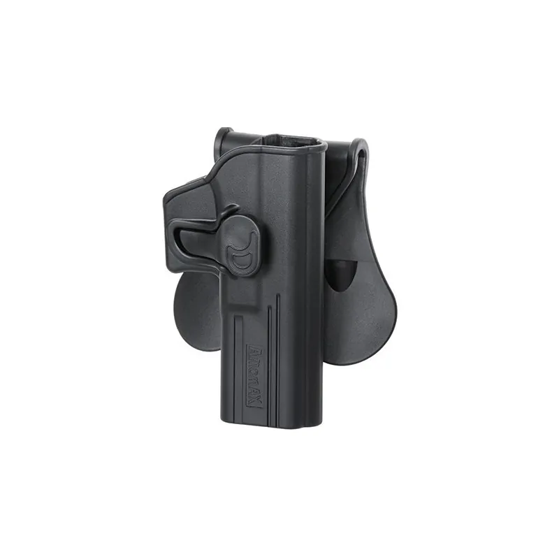 Holster Amomax Clone Series noir pour Glock, vue de trois quarts avant