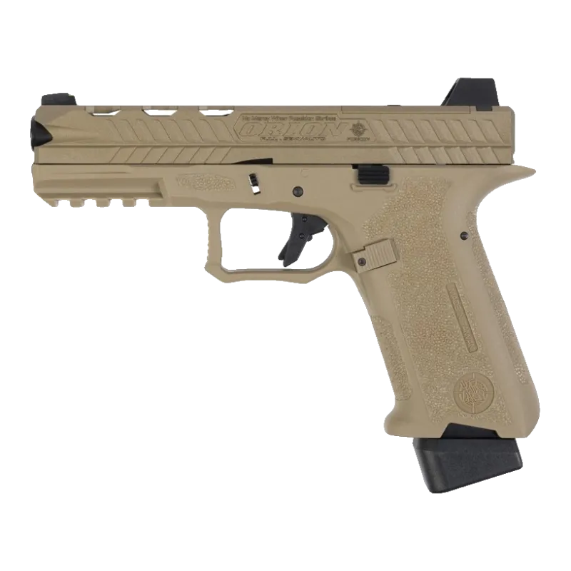 Pistolet GBB Poseidon Orion No.2 Action tan, profil droit avec marquage Orion