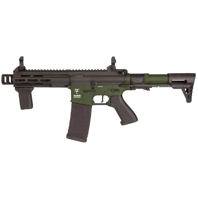 Saigo Defense - Réplique fusil d'assaut AEG M4 Bushido Rei OD Combo - Noir et Vert OD