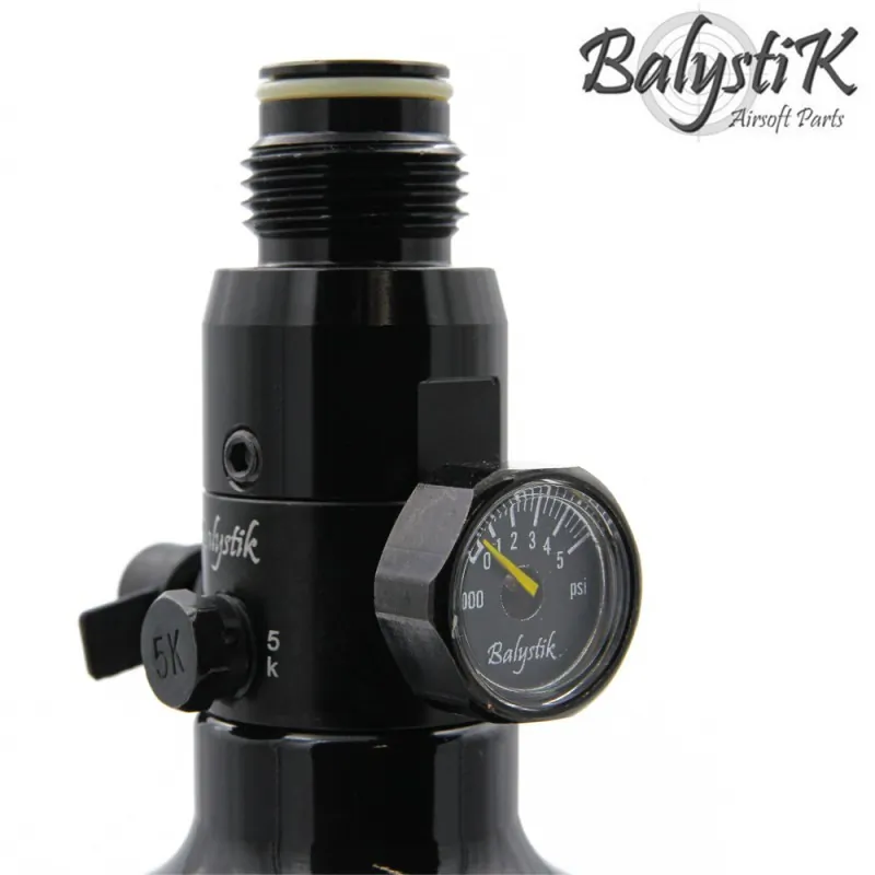 Preset HP de la bouteille HPA BALYSTIK, gros plan sur le manomètre et le disque de rupture