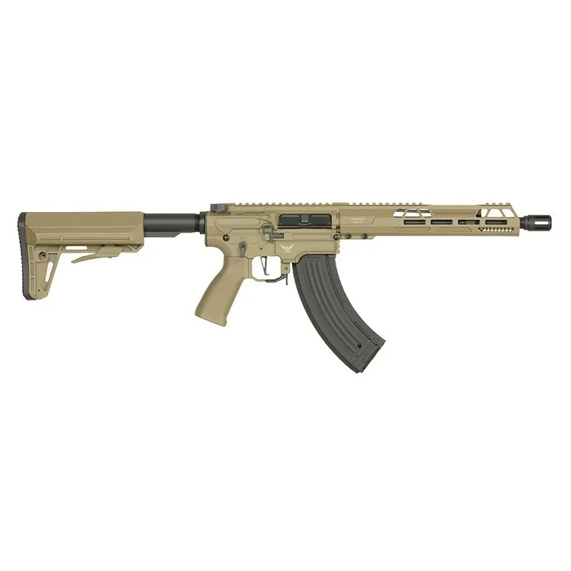 M918G UTR EK47 Double Eagle AEG détail garde-main et canon extérieur acier Tan (Flat Dark Earth)