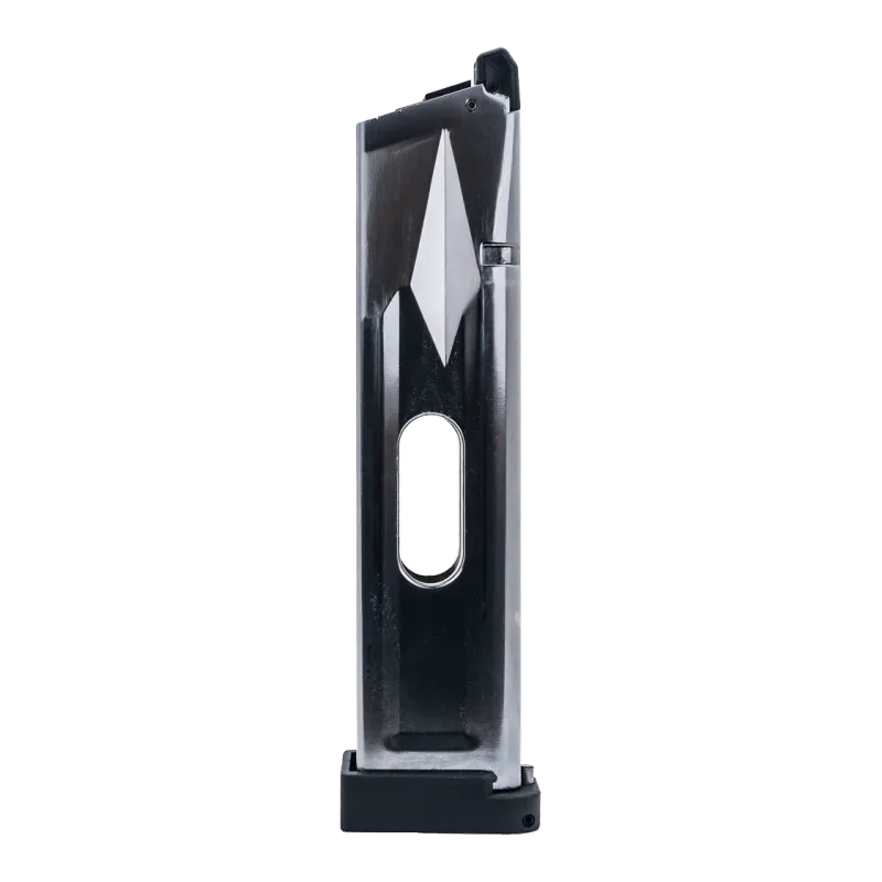 Chargeur CO2 ASG 30 billes chromé pour Pit Viper et Combat Master, vue de profil droit