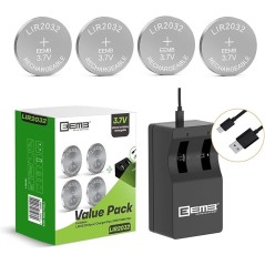 Lot De 4 Piles Rechargeable LIR2032 Avec Chargeur