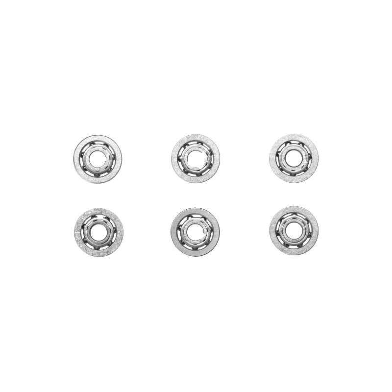 Six roulements acier 9 mm Point, vue de face côté collerette