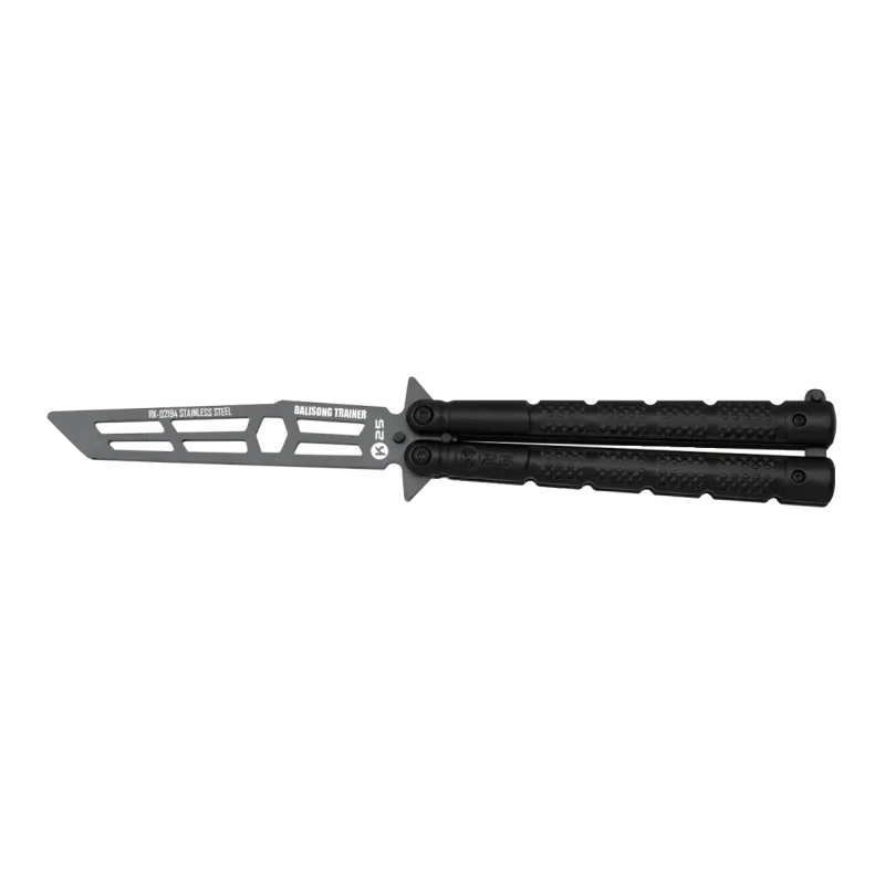 K25 - Couteau d'entraînement de type papillon lame 10,5 cm - Noir