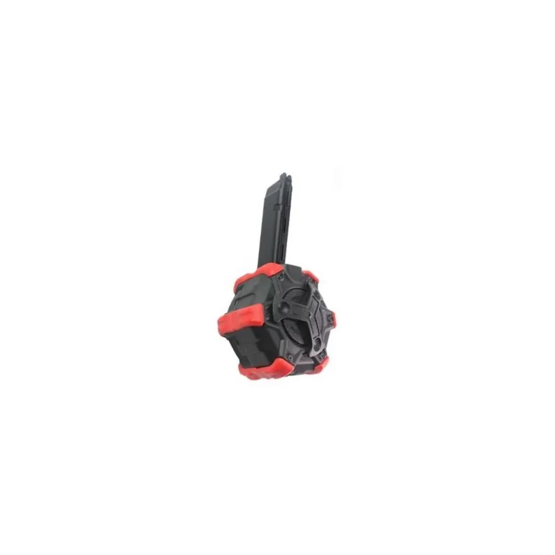 DOUBLE-BELL - Chargeur Drum à gaz Pour G17 / AAP-01 350 Billes - Rouge DOUBLE-BELL - Chargeur Drum à gaz Pour G17 / AAP-01 350 Billes - Rouge