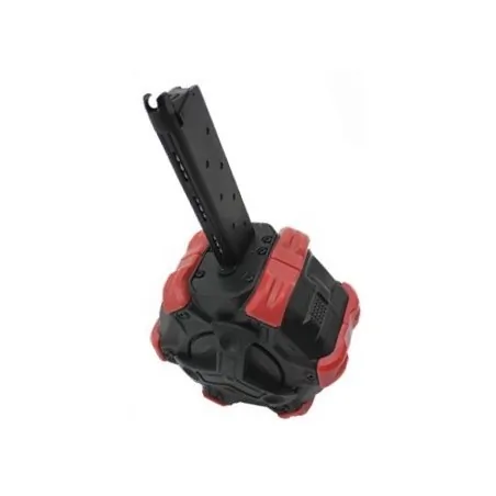 DOUBLE-BELL - Chargeur Drum à gaz pour 1911 350 billes - Rouge