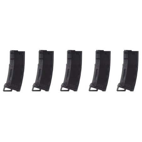 LANCER TACTICAL - Pack De 5 Chargeurs Noir Mid-Cap Speed 130 Billes