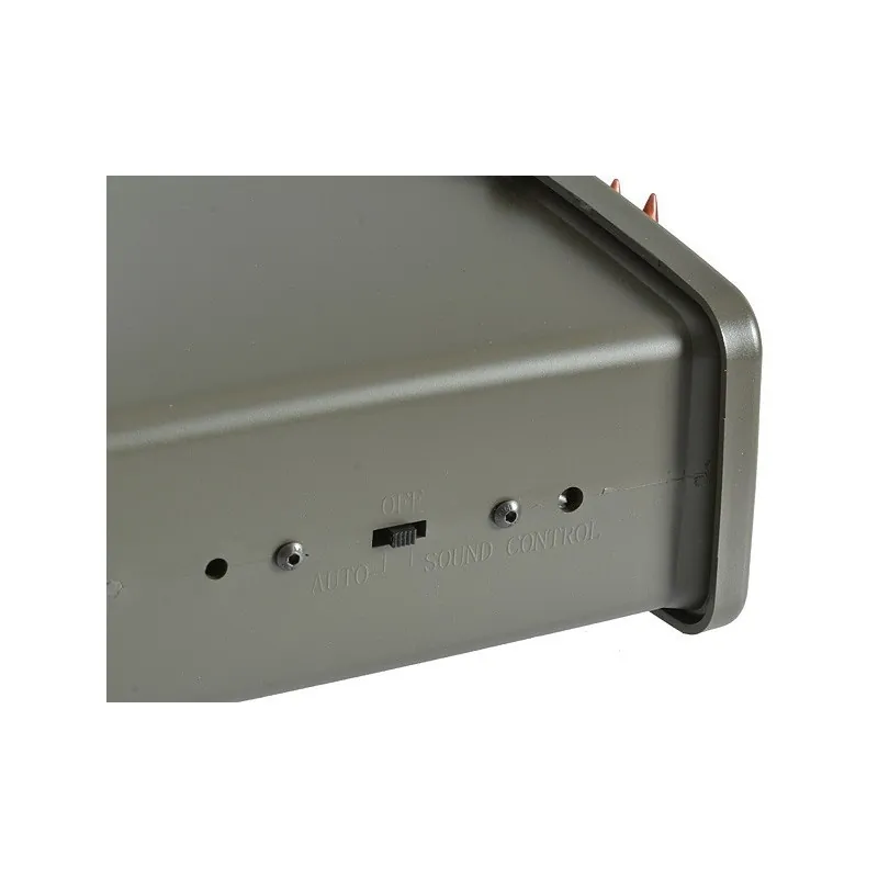 Chargeur électrique A&K M249 OD, détail de l'interrupteur et du réglage sonore