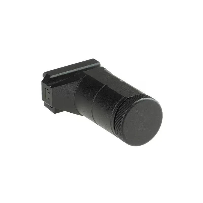 Poignée LCT ZRK-0 aluminium noir couchée, vue du bouchon moleté et du rail