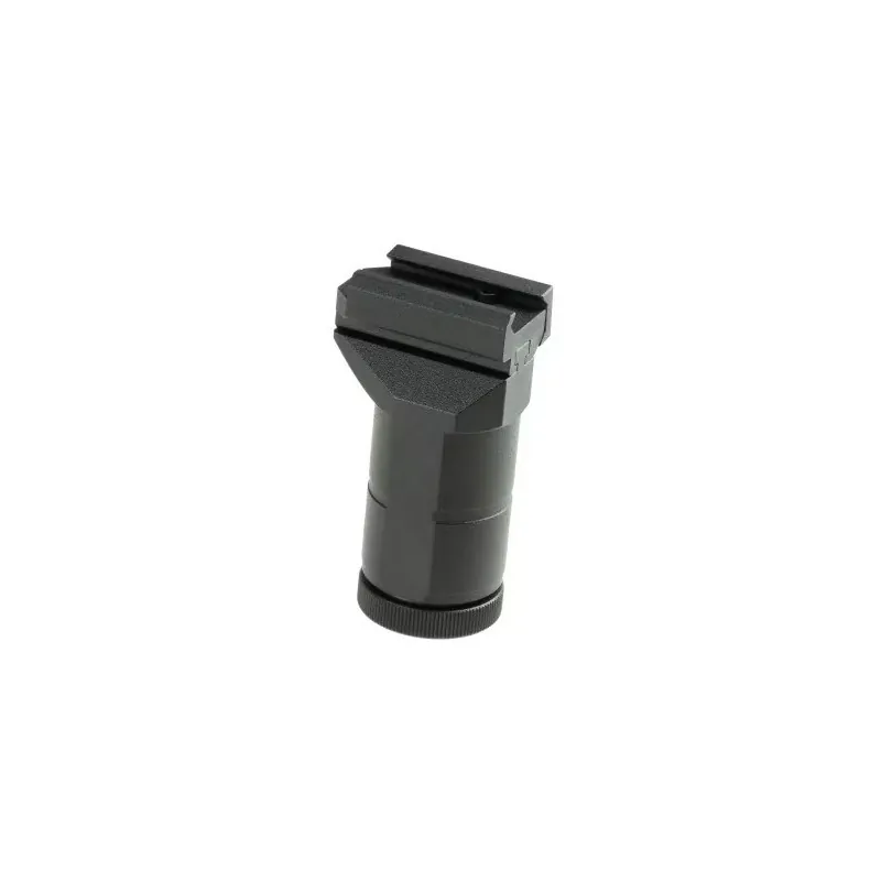 Poignée verticale LCT ZRK-0 aluminium noir, vue de trois quarts côté fixation Picatinny