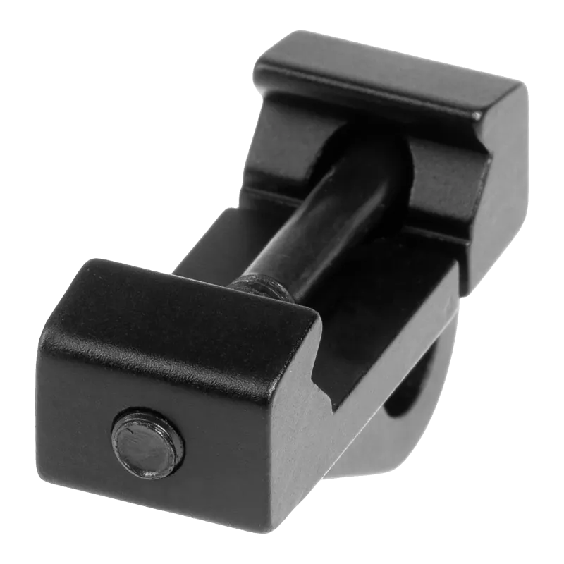 Attache sangle METAL noire pour rail Picatinny, vue de bout avec la tête de vis