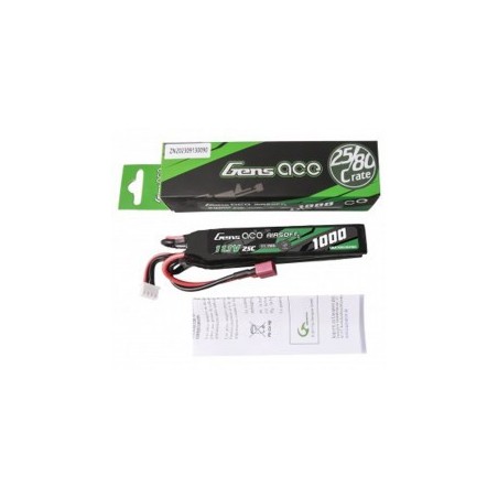 GENS - Batterie Lipo 11.1V 1000mAh 25C T-DEAN 3 Batons