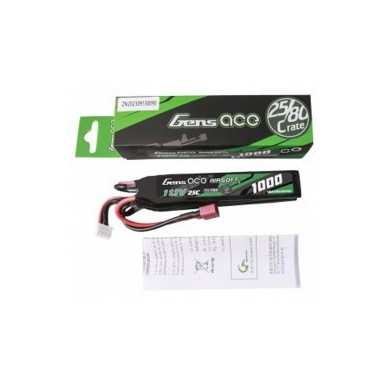 GENS - Batterie Lipo 11.1V 1000mAh 25C T-DEAN 3 Batons