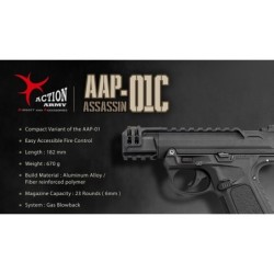 Action Army - Pistolet GBB AAP01C Full Auto / Semi Auto - Noir