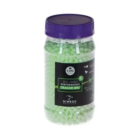Billes Traçantes Vertes Bio 0.30g x2000 Nimrod | ZN-Airsoft