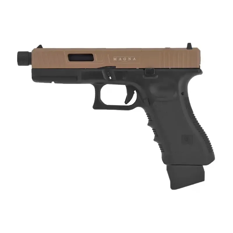 Pistolet CO2 Secutor Gladius Magna III tan et noir, vue de profil gauche marquage Magna