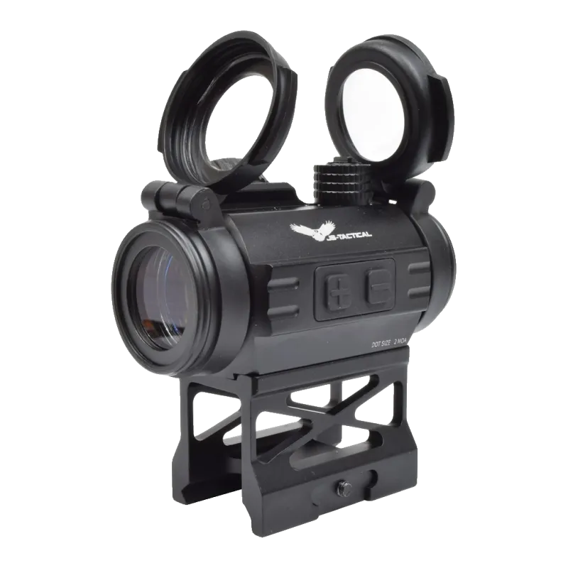 JS-TACTICAL - Viseur Point Rouge avec Rehausse Ajourée en X - Noir