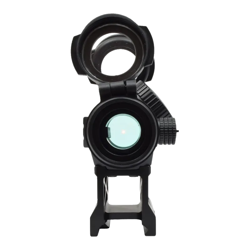 Viseur point rouge JS-Tactical sur rehausse 1 pouce, vue arrière avec le point rouge allumé