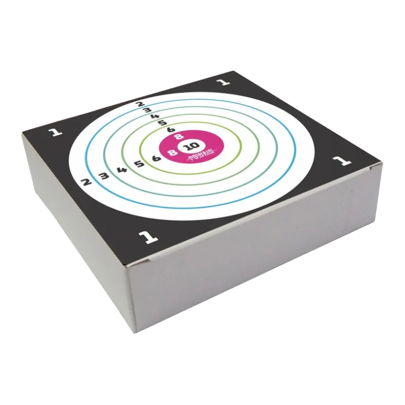 Lot de 100 cibles carton Powair 14 x 14 cm, autre vue de trois quarts
