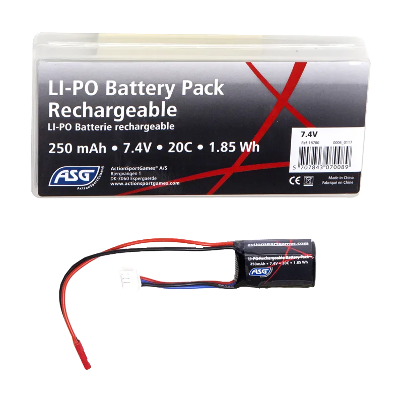 ASG - Batterie LiPo 7,4V 250 mAh 20C - JST - Spéciale HPA