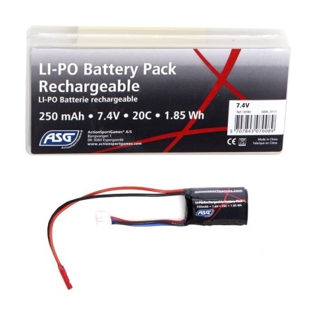 ASG - Batterie LiPo 7.4V 250mAh 20C - Mini Tamiya - Spéciale HPA