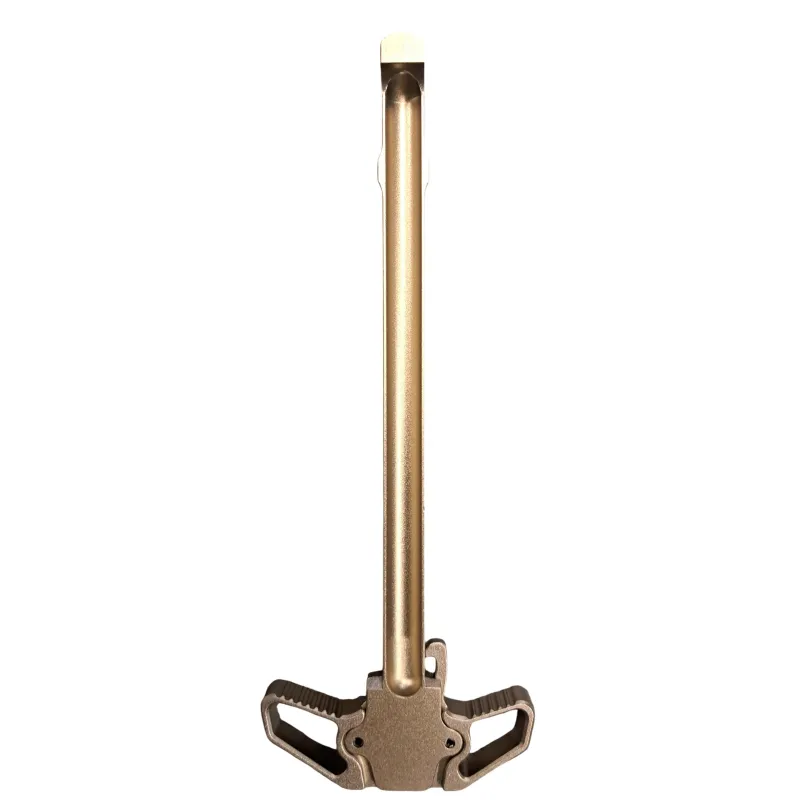 Levier d'armement ambidextre tan pour M4 GBB, vue de dessous avec la gorge de la tige