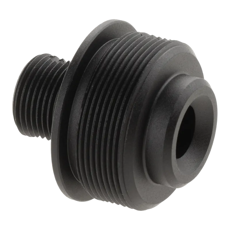 Adaptateur silencieux Type B Action Army pour T10, vue de trois quarts côté canon
