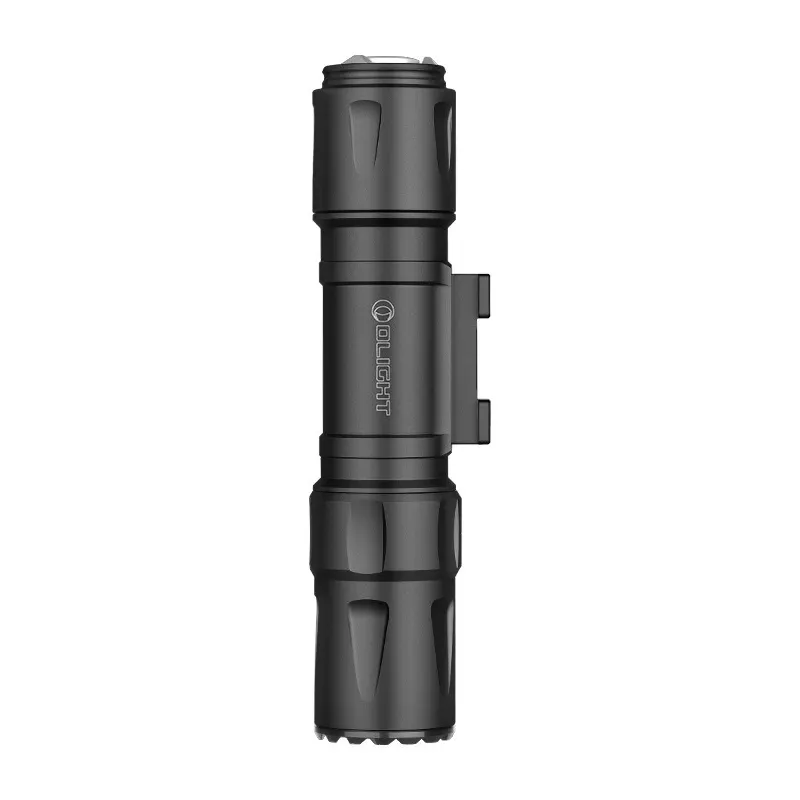 Lampe tactique Olight Odin S noire, vue de côté avec logo Olight et fixation à droite