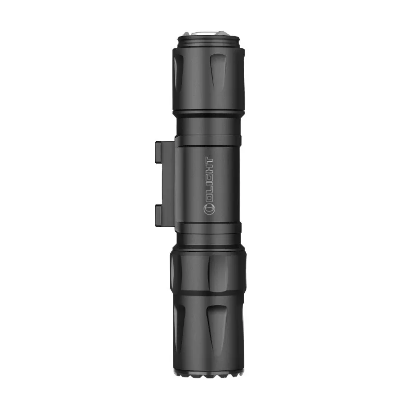 Lampe tactique Olight Odin S noire, vue de côté avec fixation à gauche