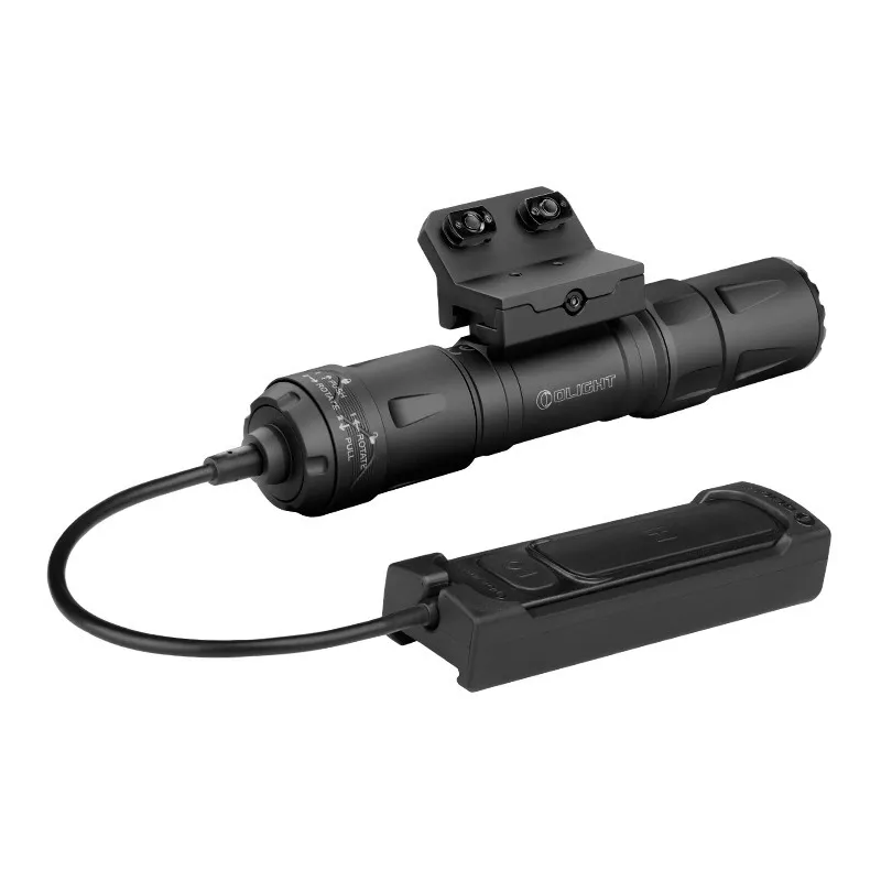 Lampe tactique Olight Odin S noire avec fixation M-LOK et interrupteur déporté, vue arrière