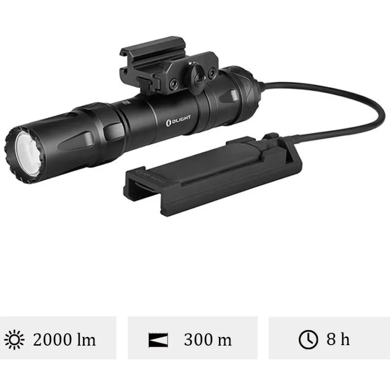 Olight - Odin Lampe Tactique Montée Sur Picatinny 2000 lumens - Noir