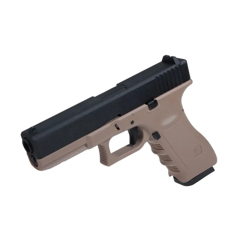 Pistolet GBB Saigo MK1 Tan vue profil culasse métal noire