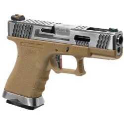 WE - Pistolet GBB G-Force 19 SV Barrel Métal Version - Tan et Argent