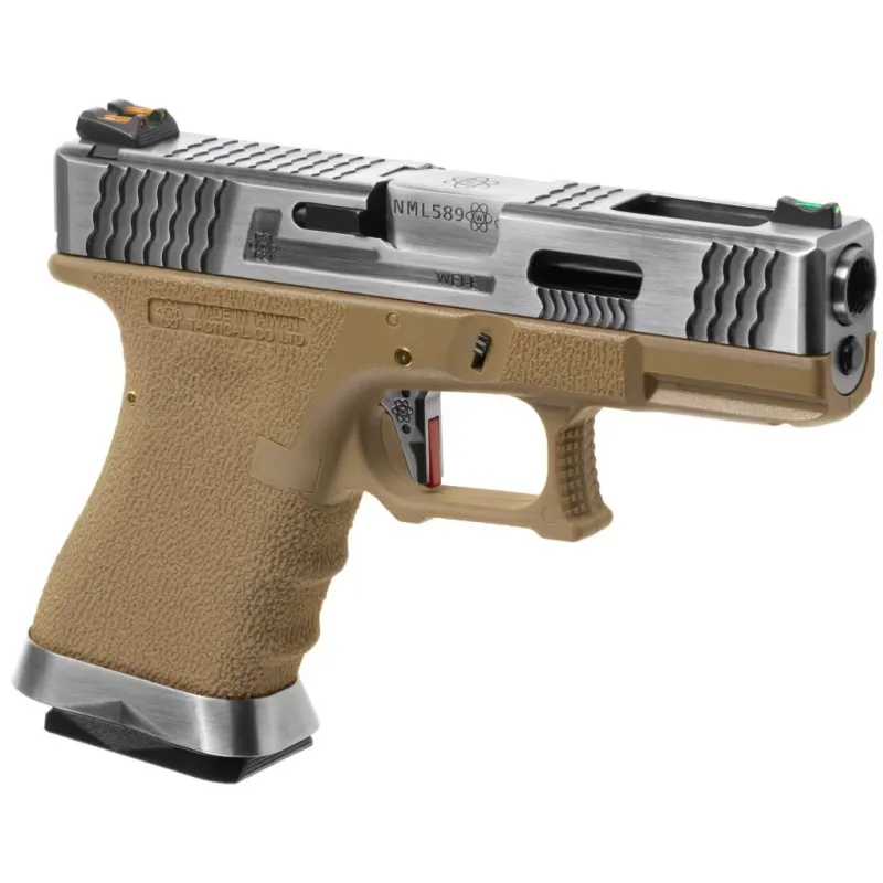 WE - Pistolet GBB G-Force 19 full Métal - Tan et Argent