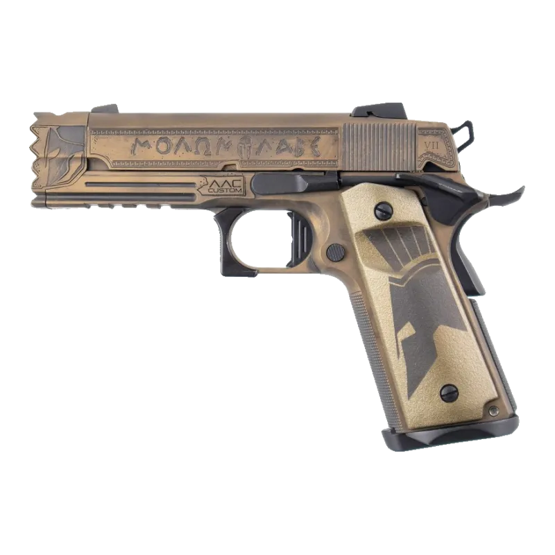 Pistolet GBB STR45 Spartan, profil gauche, culasse gravée MOLON LABE