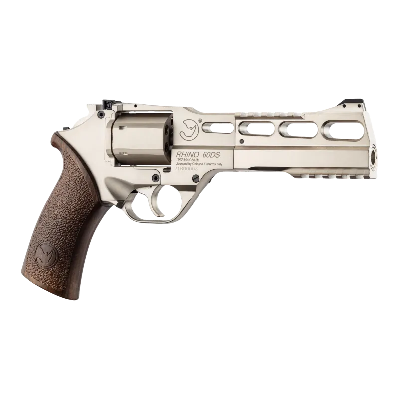 Revolver CO2 Chiappa Rhino 60DS argent, vue de trois quarts droite