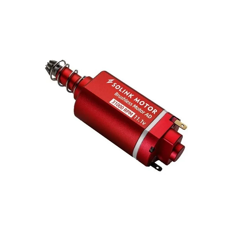 Moteur brushless Solink Advanced 31K axe long rouge, vue de trois quarts