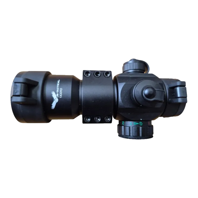 Viseur point rouge JS-Tactical 1X30RD noir vu de dessus, marquage sur le tube