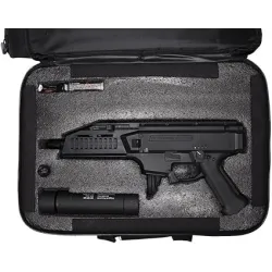 Housse ASG Scorpion EVO ouverte montrant emplacement silencieux cache-flamme