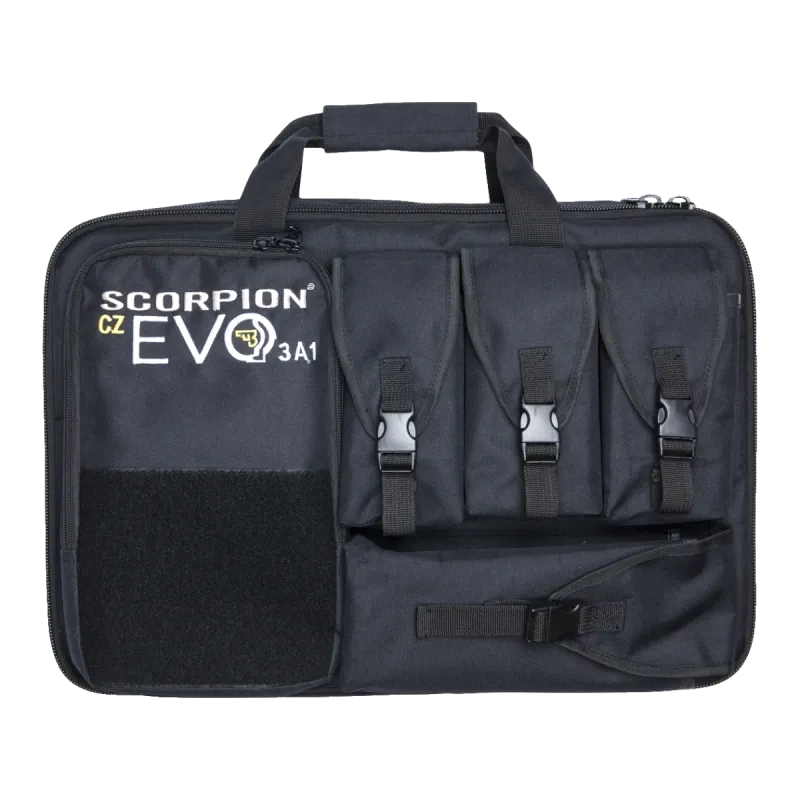Housse ASG CZ Scorpion EVO 3 A1 noire, vue de face, logo brodé et zone velcro