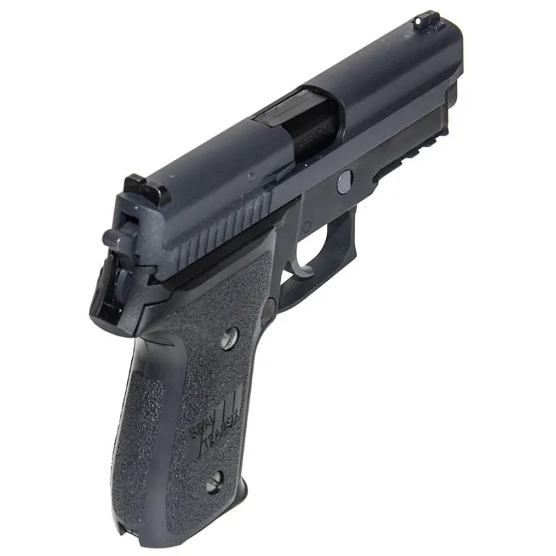Pistolet GBB WE P229 noir, vue arrière plongeante sur la culasse