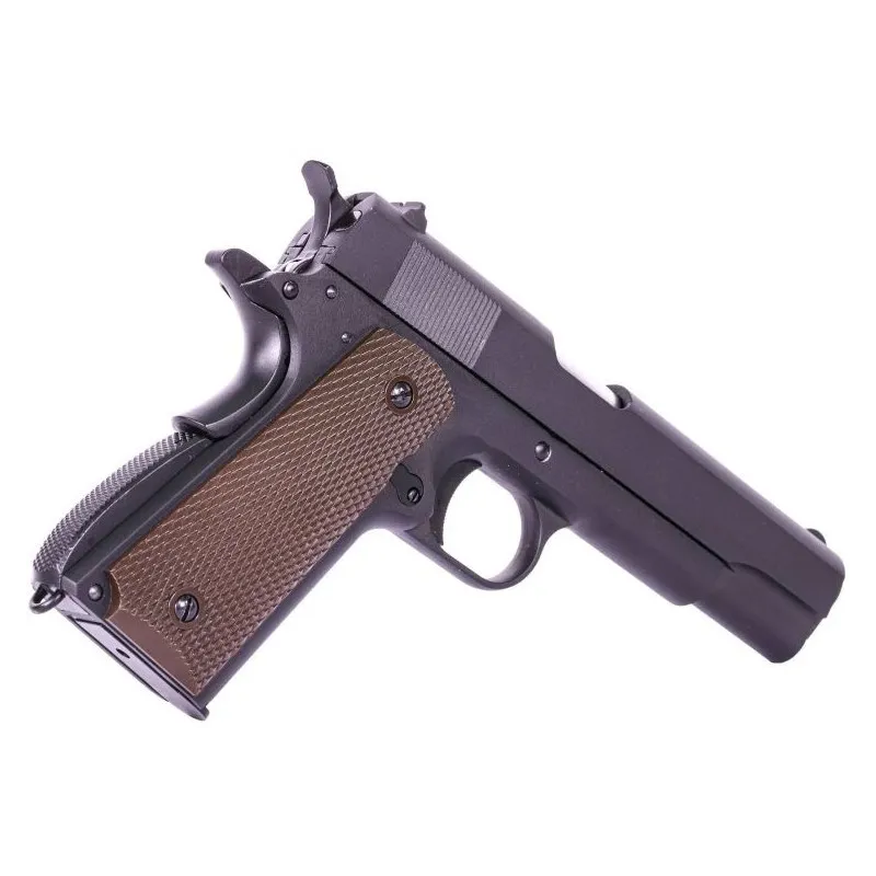 Pistolet GBB WE 1911A noir, vue de trois quarts arrière