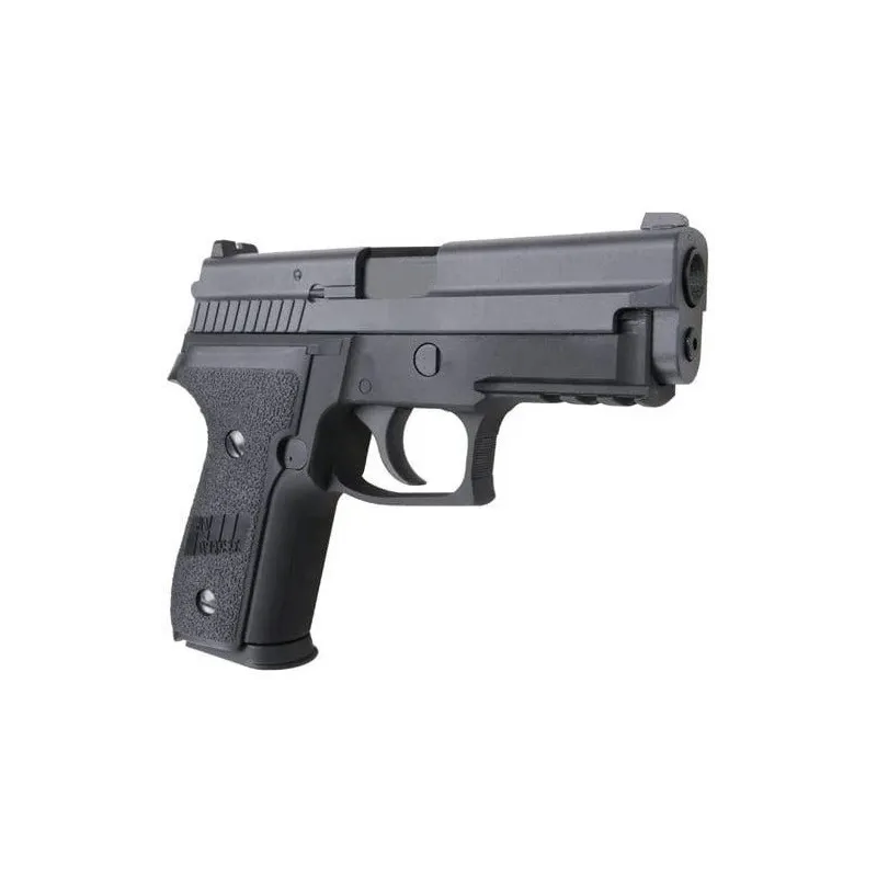 Pistolet GBB WE P229 noir, vue de trois quarts avant droit
